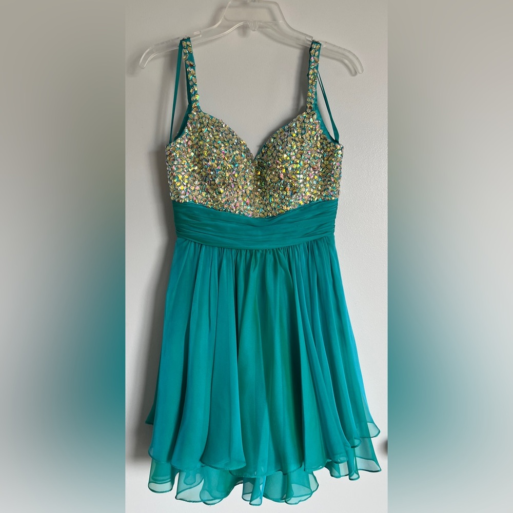 La Femme Teal Short Dress